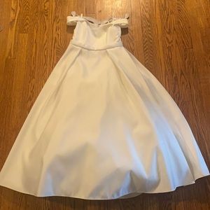 DB Studio satin off the shoulder flower for dress with pockets